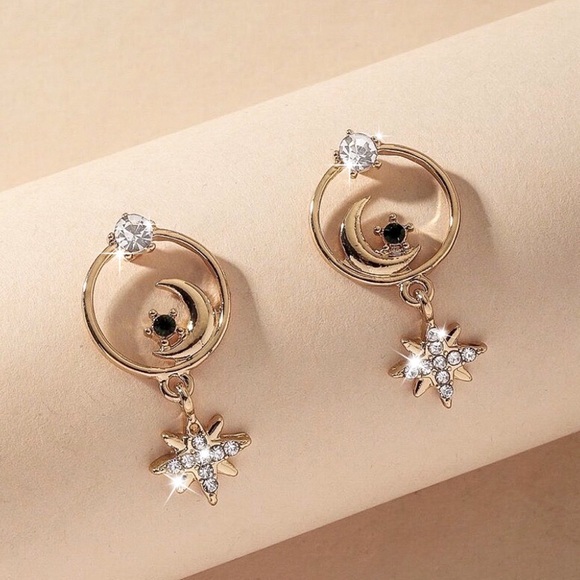 Any 2/$20! Gold/Crystal Moon/Starburst Earrings - Picture 2 of 7